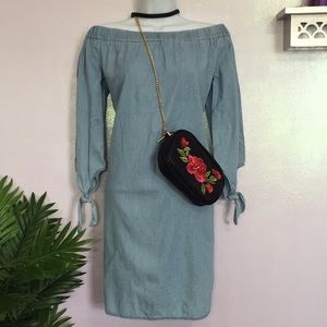 Charming Charlie’s Chambray Off the Shoulder Dress
